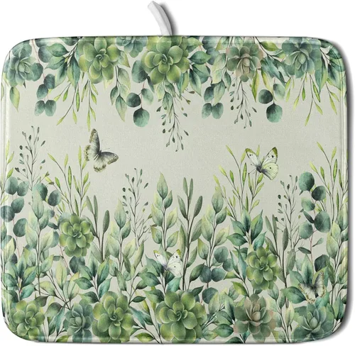Miniatura 49 de Giwawa Tapete de Secado de Platos Retro Silueta de Cabaña del Bosque de Ciervos para Encimera 18 x 24 pulgadas Otoño Cielo Azul Nube Dibujos
