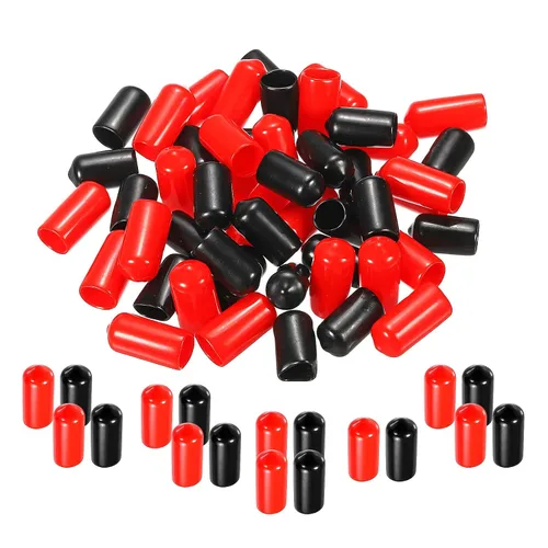 Miniatura 79 de MECCANIXITY 50 unids tapas de goma Surtido de 0.079 in PVC vinilo tornillo rosca protector para tornillo tornillo negro rojo