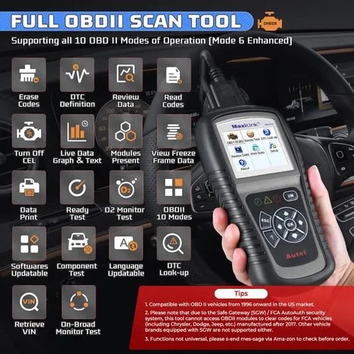 Miniatura 2 de Autel MaxiLink ML519, herramienta de escaneo OBD2 de modo 6 mejorado, herramienta de escaneo de diagnóstico automático, lector de código de fallo