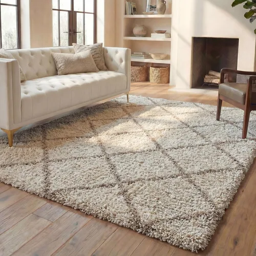 Miniatura 13 de SAFAVIEH - Alfombra de la colección Hudson Shag, diseño de enrejado moderno, no desprende pelusa y fácil de cuidar, 2 pulgadas de grosor, ideal