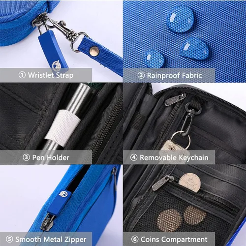 Miniatura 49 de VanFn Cartera RFID para pasaporte de viaje, soporte para pasaporte familiar, organizador de documentos de viaje serie P.Travel (nailon, gris)