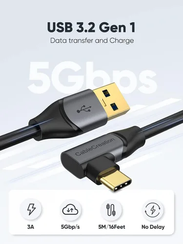 Miniatura 2 de CableCreation Compatible con Quest 2/Quest Pro Link Cable de 10 pies, cable USB C de 5 Gbps de transferencia de datos de alta velocidad, carga