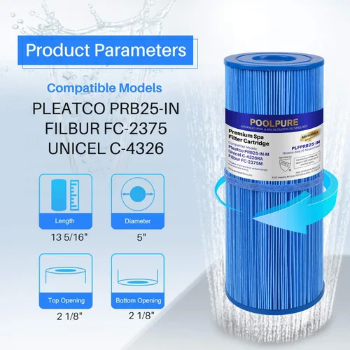 Miniatura 2 de POOLPURE Antimicrobia PRB25-IN-M Filtro de spa que reemplaza a Unicel C-4326RA, Filbur FC-2375M, 3005845, 17-2327, 100586, 33521, 25392, 817-2500