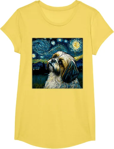 Miniatura 36 de Camiseta Surrealism Starry Night Shih Tzu Dog