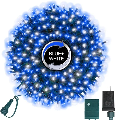 Miniatura 17 de LAMPHOME - Cadena de luces LED de 500 luces para exteriores, 46 pies, con 16 modos, luces impermeables verdes, rojas y rojas-verdes agrupadas