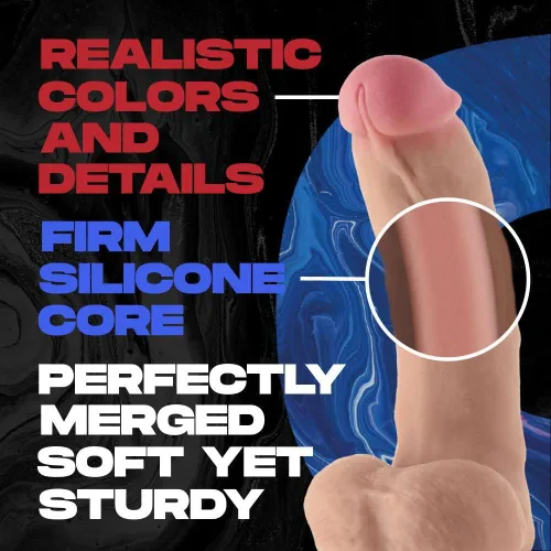 Miniatura 4 de Model C - Consolador realista curvado hacia abajo con bolas, juguetes sexuales de silicona líquida de doble densidad para mujeres y hombres