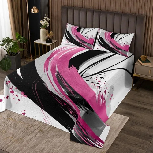 Miniatura 33 de Erosebridal Juego de colcha de mármol negro tamaño Queen con lentejuelas metálicas doradas, juego de colcha de mármol gris oscuro, juego de ropa
