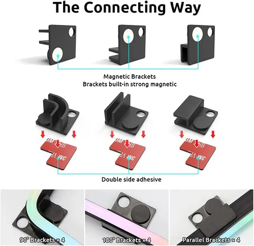 Miniatura 4 de NEON - Tira LED RGB direccionable para PC, 2 x 15.7 pulgadas, WS2812 RGB Rainbow Magnetic, ARGB para 5V 3 pines Aura SYNC, fusión Gigabyte RGB, Neon