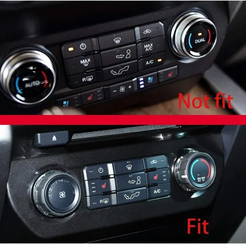 Miniatura 7 de Keptrim Para interruptores de aire acondicionado F150, perilla de CA VOL, botón de anillo para Ford F150 XLT 2015 2016 2017 2018 2019, aluminio Negro