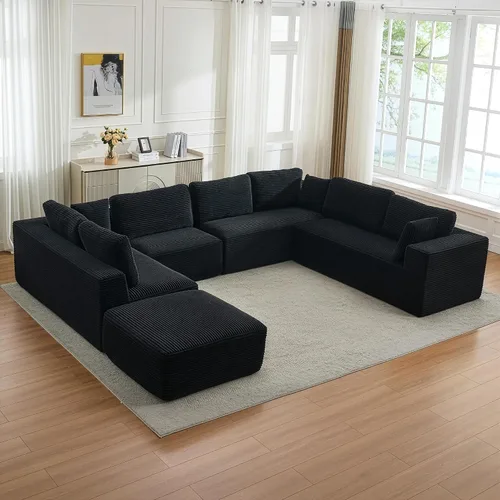 Miniatura 21 de Sofá modular Cloud de 106 pulgadas con diván en forma de L, moderno sofá modular sin hueso con asiento profundo, sofás tapizados para sala de estar