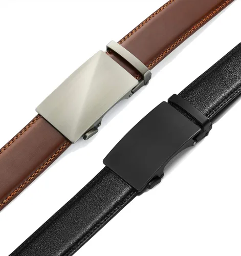 Miniatura 4 de CHAOREN Cinturones de trinquete para hombre, paquete de 2, elegantes cinturones de cuero en juego de regalo de 1.378 in