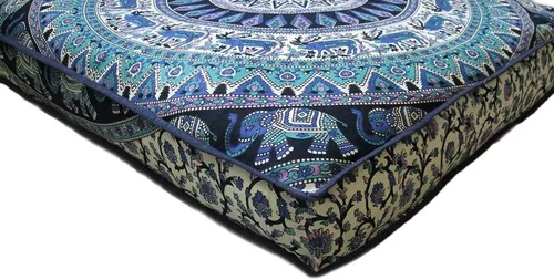 Miniatura 2 de CRAFT KALA Funda de cojín con diseño de mandala, funda de cojín para asiento, hippie, decorativo, bohemio, otomano, de algodón, indio, para sala