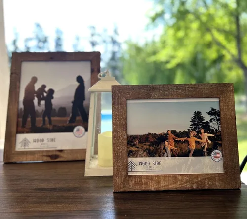Miniatura 6 de Portarretratos rústico de madera de granero de 5 x 7 pulgadas, juego de 2 unidades, madera natural recuperada, cristal real, diseño de granja
