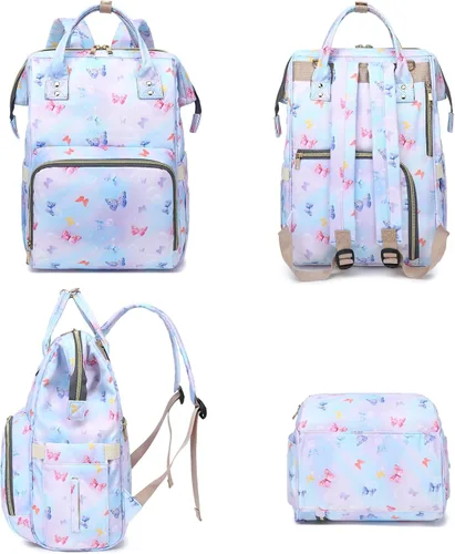 Miniatura 6 de Mochila para pañales de bebé con diseño de mariposa para niñas y niños, impermeable, grande, para mamá
