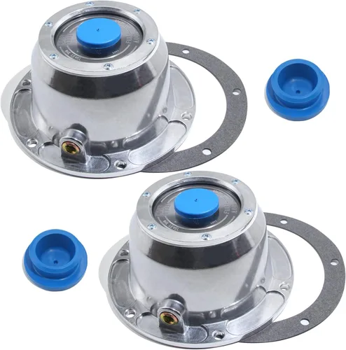 Miniatura 10 de iBroPrat 2 tapas de cubo de aluminio 343-4009 para eje de remolque, 3434009 tapas de cubo de 6 agujeros con tapones de tubo laterales y 2 tapones
