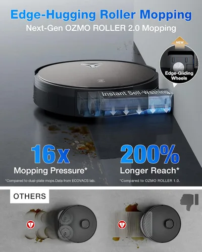 Miniatura 4 de ECOVACS DEEBOT X11 PRO Omni Robot Aspirador y trapeador, 19,500 Pa de succión explosiva, fregona con rodillo de autolimpieza instantánea, sin Negro 2