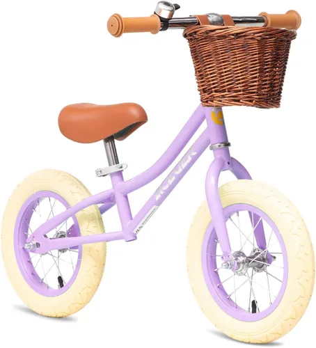 Miniatura 8 de ACEGER Bicicleta de equilibrio de 12" para niños con canasta, bicicleta para niños pequeños para fortalecer las piernas y mejorar el equilibrio