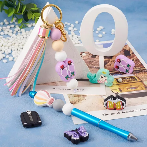 Miniatura 4 de 12 cuentas de silicona de dibujos animados de mariquita, conejo, mariposa, vaca, animal de silicona, cuentas focales de silicona, vestido de traje