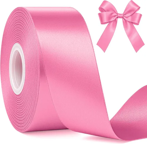 Miniatura 20 de Fullive Cinta rosa de 1 1/2 pulgadas, 30 yardas de cinta rosa para envolver regalos, cintas de satén de poliéster para el día de la madre