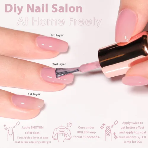Miniatura 6 de SHOYUM Jelly Nude Juego de Esmaltes de Uñas de Gel, 10 Piezas Kit de Esmalte en Gel Transparente Blanco Lechoso Rosa UV LED Colores Barniz Arte