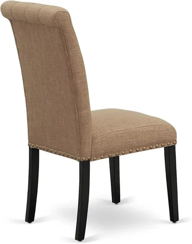 Miniatura 10 de East West Furniture DLBR3-BLK-17 - Juego de muebles de comedor de 3 piezas que contiene una mesa de comedor redonda con gotas y 2 sillas tapizadas