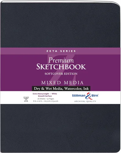 Stillman & Birn Serie Zeta Cuaderno de Dibujo con Tapa Blanda, 20,3 cm x 25,4 cm, 430 g/m² (Extra Pesado), Papel Blanco, Superficie Lisa