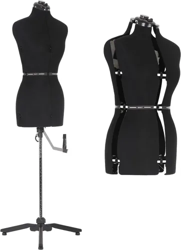 FDW Maniquí femenino con forma de maniquí de costura, torso, ajuste a la cintura, las caderas, el cuello y la longitud de la espalda con base de
