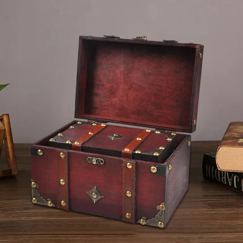 Miniatura 6 de Caja de almacenamiento vintage hecha a mano, caja de almacenamiento de madera vintage (301)