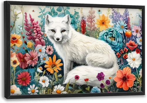 Miniatura 10 de Cuadros Grandes Enmarcados Arte de Pared para Sala de Estar, Lobos del Bosque Decoración de Pared de Gran Tamaño Lobo Animal Impresión en Lienzo