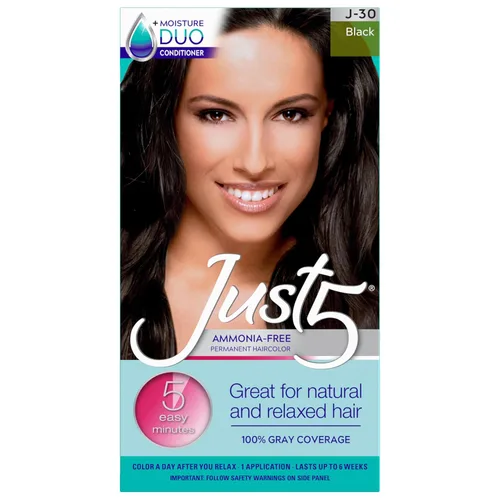 Miniatura 14 de Just 5 Tinte permanente para el cabello de las mujeres en 5 minutos con acondicionador, coloración del cabello gris para las mujeres - Negro azabache