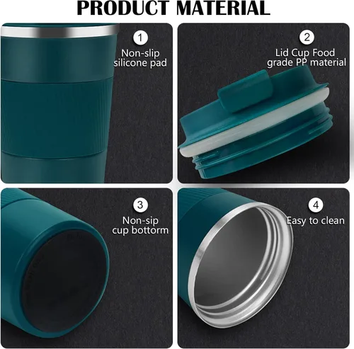 Miniatura 3 de CS COSDDI - Vaso térmico de acero inoxidable de 12 onzas con aislamiento al vacío, taza de viaje de café a prueba de derrames con tapa