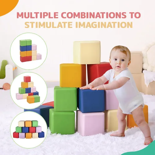 Miniatura 5 de Bloques de construcción de espuma para niños: 12 piezas de bloques de espuma de colores de piel sintética, juguetes de construcción para niños