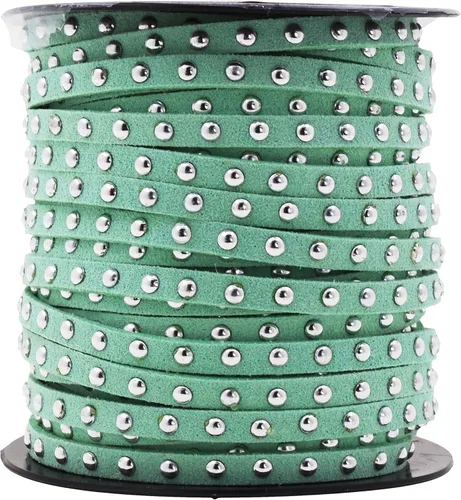 Miniatura 82 de Mandala Crafts Cordones de gamuza sintética para fabricación de joyas, 20 yardas, tiras de cordones de cuero con tachuelas doradas, cuerdas planas