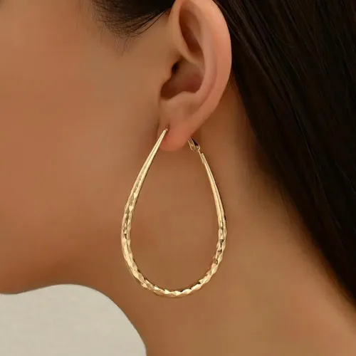 Miniatura 2 de Pendientes de aro ligeros con forma de lágrima para mujer