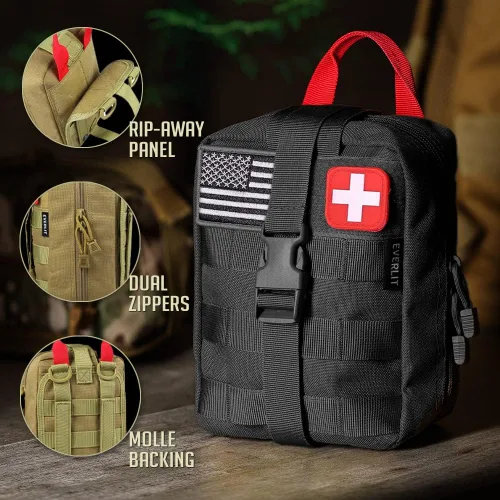 Miniatura 4 de EVERLIT Kit de supervivencia de 250 piezas de primeros auxilios IFAK EMT Molle Kit de supervivencia para equipos al aire libre, kits de emergencia