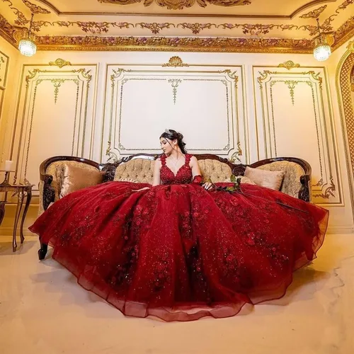 Miniatura 3 de Vestidos de quinceañera con cuello en V para mujer, vestido de baile de tul brillante 3D, apliques de flores dulces 15 16, vestidos de fiesta