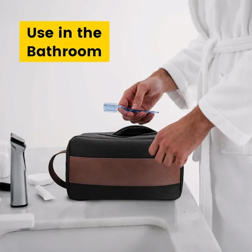 Miniatura 6 de Vorspack Neceser para hombre – Bolsa de viaje resistente al agua para artículos de tocador, accesorios, artículos esenciales de viaje, regalos, Negro