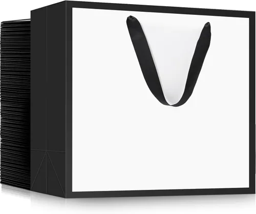 Miniatura 47 de EUSOAR Bolsas de papel de estraza para regalo, paquete de 12 bolsas de papel kraft de 10.6 x 3.1 x 8.3 pulgadas con asas, bolsas resistentes