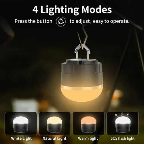 Miniatura 2 de Linterna LED para camping, recargable, 1000LM luz portátil para tienda de campaña con 3 modos de iluminación de color, banco de energía