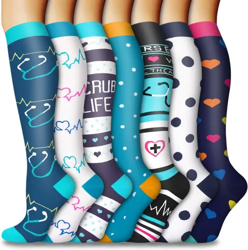 CTHH 57 pares de calcetines de compresión para mujeres y hombres, medias de compresión para apoyo, correr, atletismo, enfermería, viajes