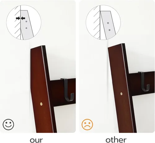 Miniatura 5 de HOOBRO Escalera para toallas para sala de estar y dormitorio, estante decorativo en forma de escalera de 5 niveles para pared y baño, con 4 ganchos