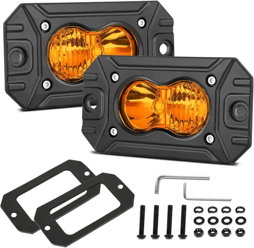 Miniatura 25 de Cápsulas LED ámbar, 2 unidades de luz de conducción de 40 W y 3 pulgadas, luz antiniebla ámbar, impermeable, para parachoques todoterreno, cubo
