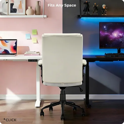 Miniatura 2 de Transform 2.0 Silla de oficina ergonómica, silla de escritorio con respaldo medio con brazos acolchados, soporte lumbar, altura ajustable, Blanco