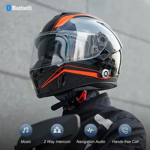 Miniatura 3 de Casco de cara completa FreedConn para motocicleta con Bluetooth 5.0 integrado, intercomunicador de 2 vías, con clasificación FMVSS-218, comunicación