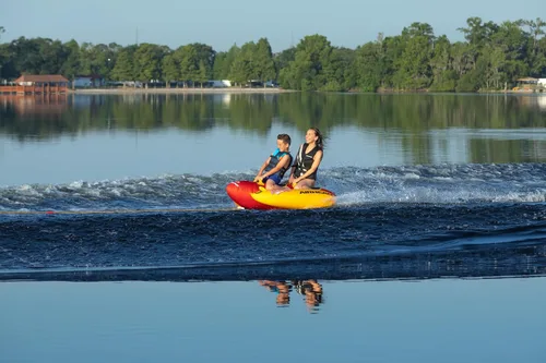 Miniatura 6 de Airhead Hot Dog Towable Tube for Boating, 1-5 Rider Inflatable Boat Tube for Water Tubing, Full Nylon Cover, EVA Padding, Foam Padded Handles