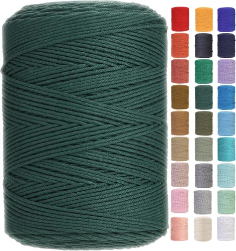 Miniatura 64 de Cuerda de macramé 4 mm x 328 yardas Natural Cuerda de algodón para macramé Cuerda de macramé colorida Cordón de algodón suave Suministros de macramé