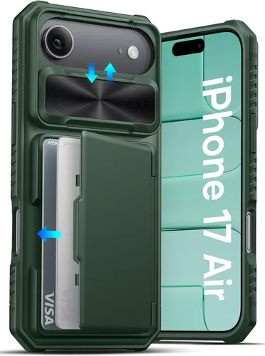Miniatura 40 de ATATOO Funda para iPhone 17, tarjetero integrado (almacena 3-5 tarjetas) y funda para cámara deslizante y bloqueo RFID, protección de grado militar