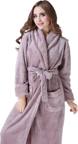 Miniatura 4 de Richie House RH1591 Bata de baño de vellón suave y afelpado para mujer