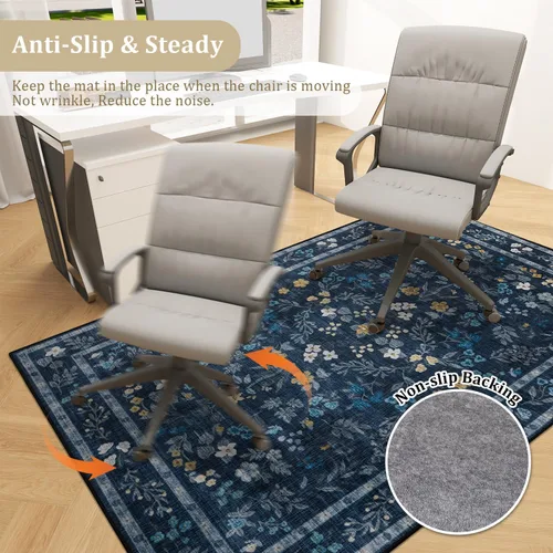 Miniatura 5 de chakme Tapete para silla de oficina para suelo de madera dura, 48 x 36 pulgadas, protector de escritorio de computadora de fácil deslizamiento