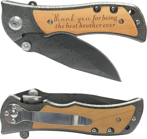 Miniatura 2 de XJF Cuchillo de bolsillo grabado para hermano - Regalo de cumpleaños, Navidad y graduación